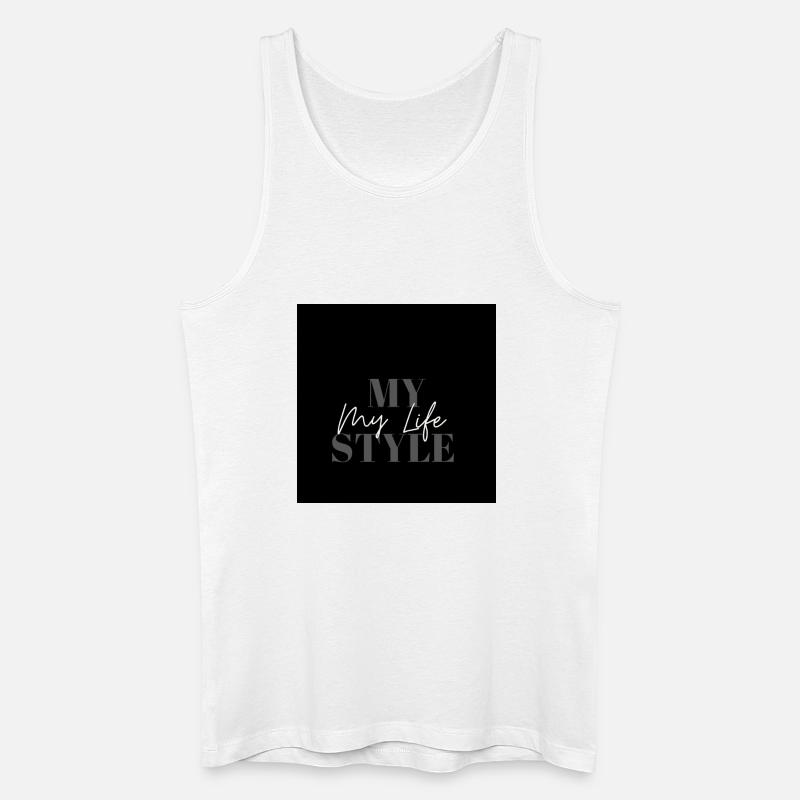 My Life Style Typo Script auf Schwarz - Männer Bio Tank Top - Weiß