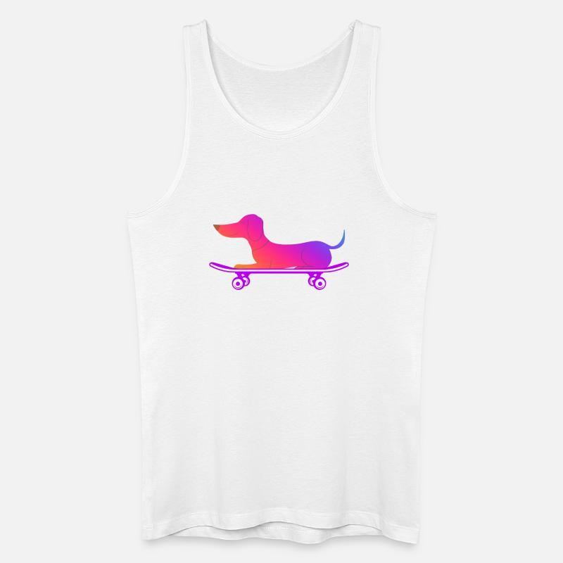 Dackel mit Skateboard - Männer Bio Tank Top - Weiß