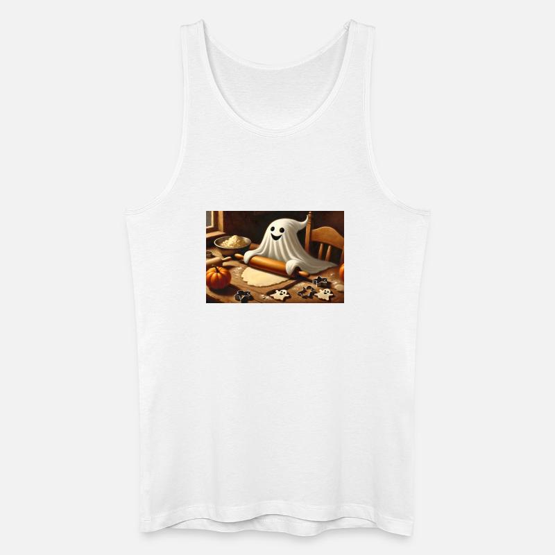 Geist beim Plätzchenbacken: Süßer Halloween Spaß - Männer Bio Tank Top - Weiß