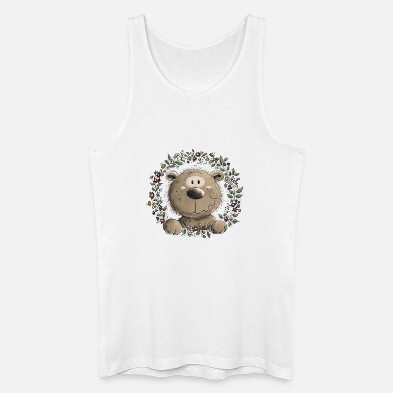 Drolliger Brauner Bär Blätterkranz Wildtier Comic - Männer Bio Tank Top - Weiß