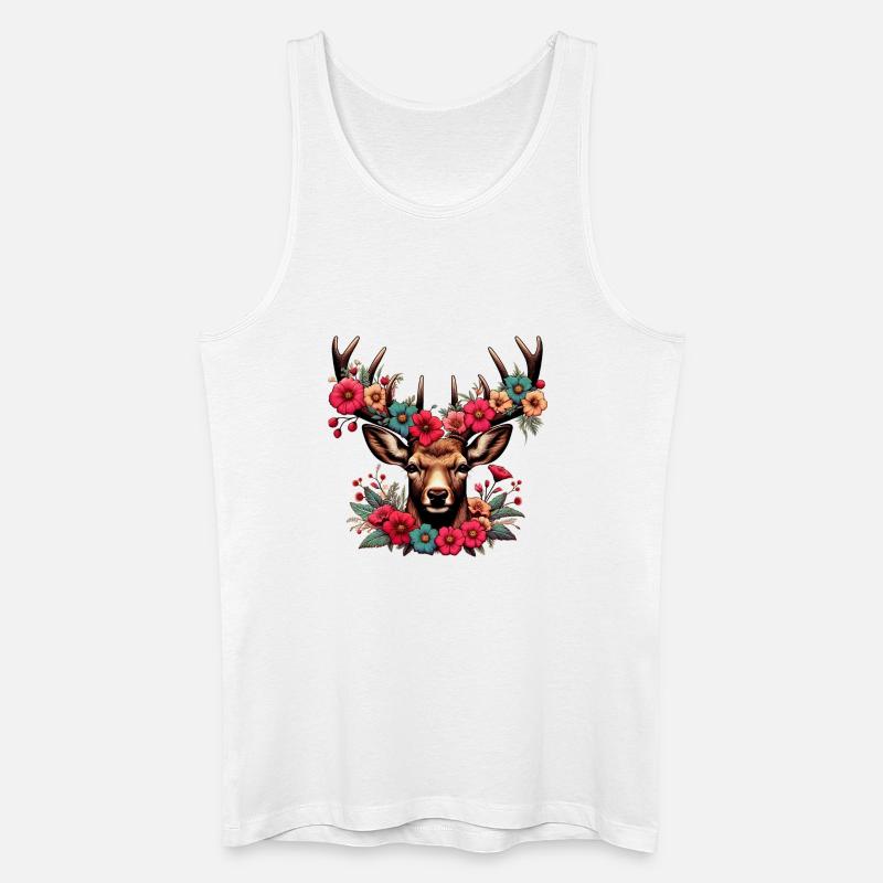 Hirsch mit Blumen - Männer Bio Tank Top - Weiß