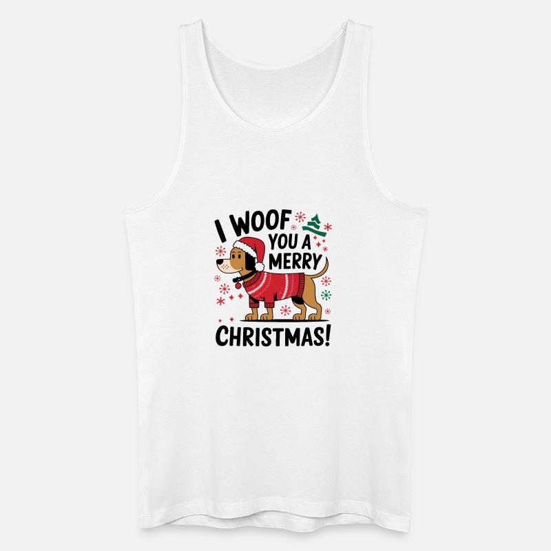 Festlicher Hund im Weihnachtspullover - Männer Bio Tank Top - Weiß