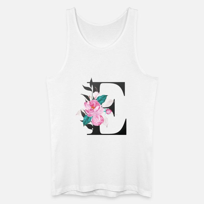 Eleganter Buchstabe 'E' mit Blumen - Männer Bio Tank Top - Weiß