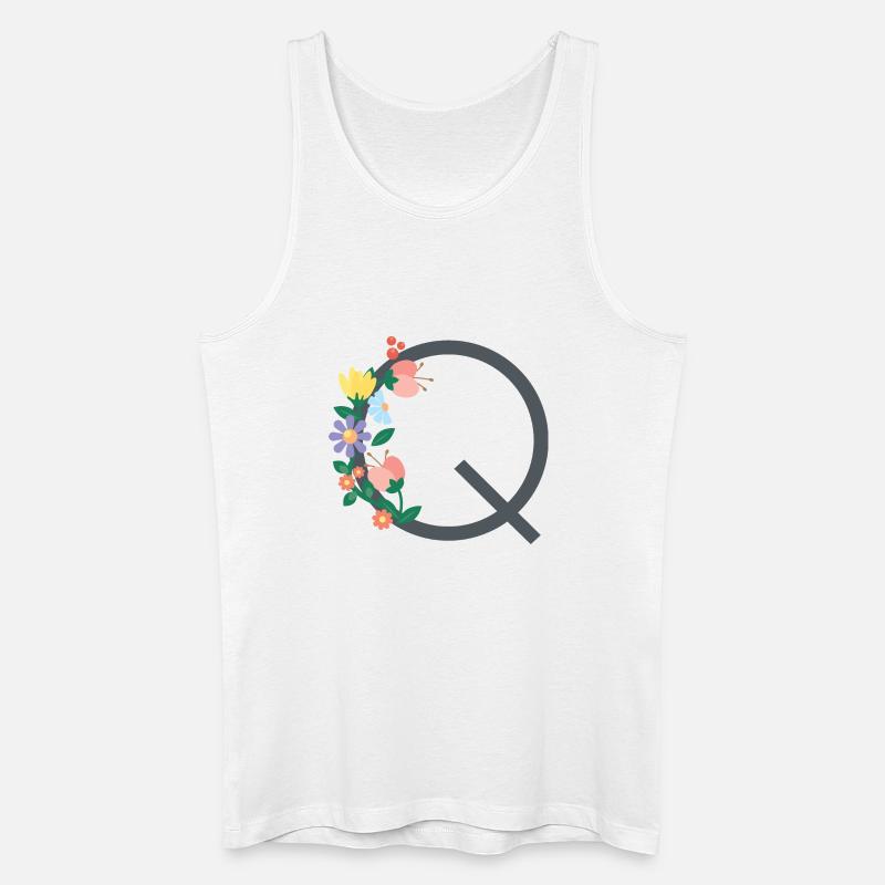 Eleganter Buchstabe 'Q' mit Blumen - Männer Bio Tank Top - Weiß