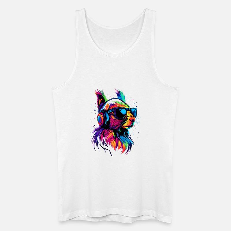Eichhörnchen Kopfhörer Bunt Popart DJ Eichhörnchen - Männer Bio Tank Top - Weiß