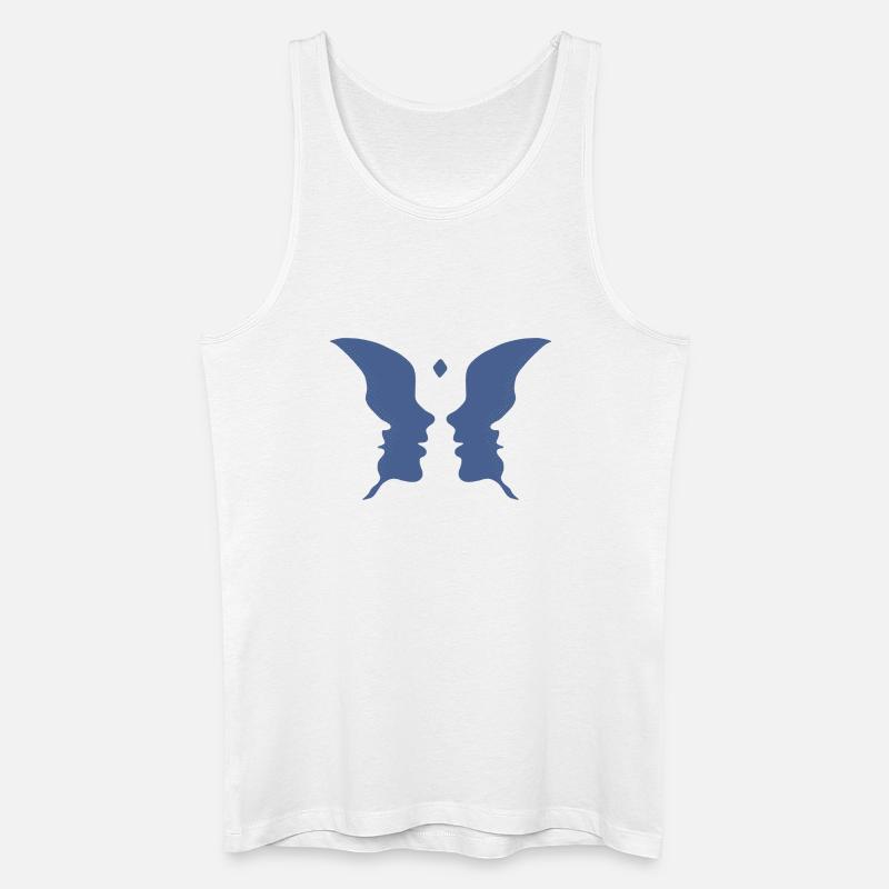 Küssende Gesichter oder ein Schmetterling - Männer Bio Tank Top - Weiß