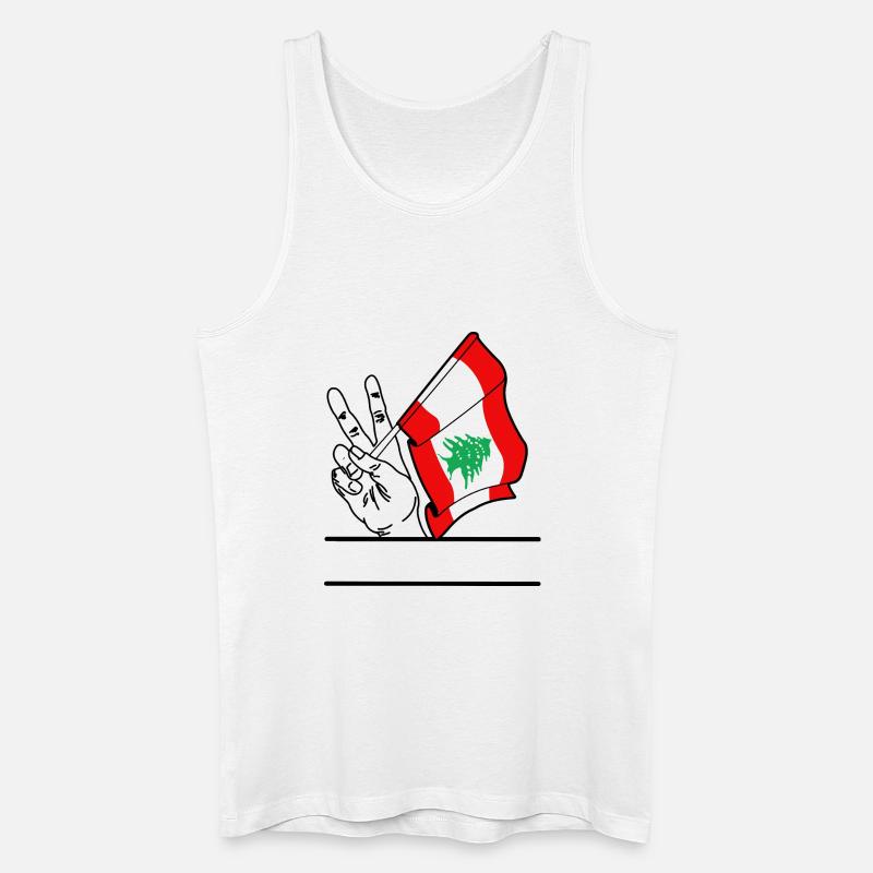 Flagge Libanon transparentes Peace-Zeichen Textfeld - Männer Bio Tank Top - Weiß
