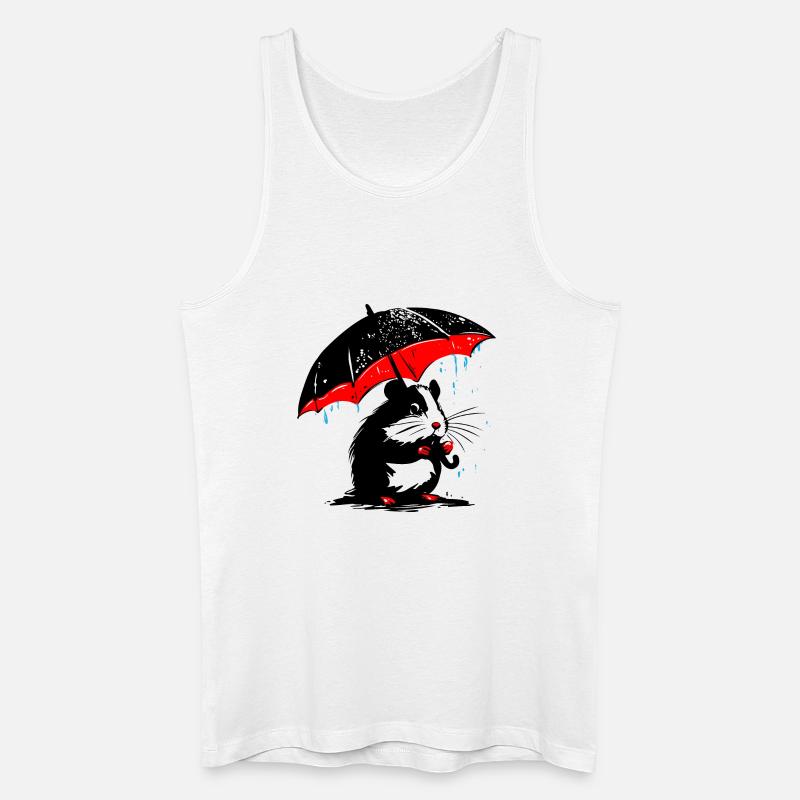 Hamster mit Regenschirm – Schmuddelwetter - Männer Bio Tank Top - Weiß