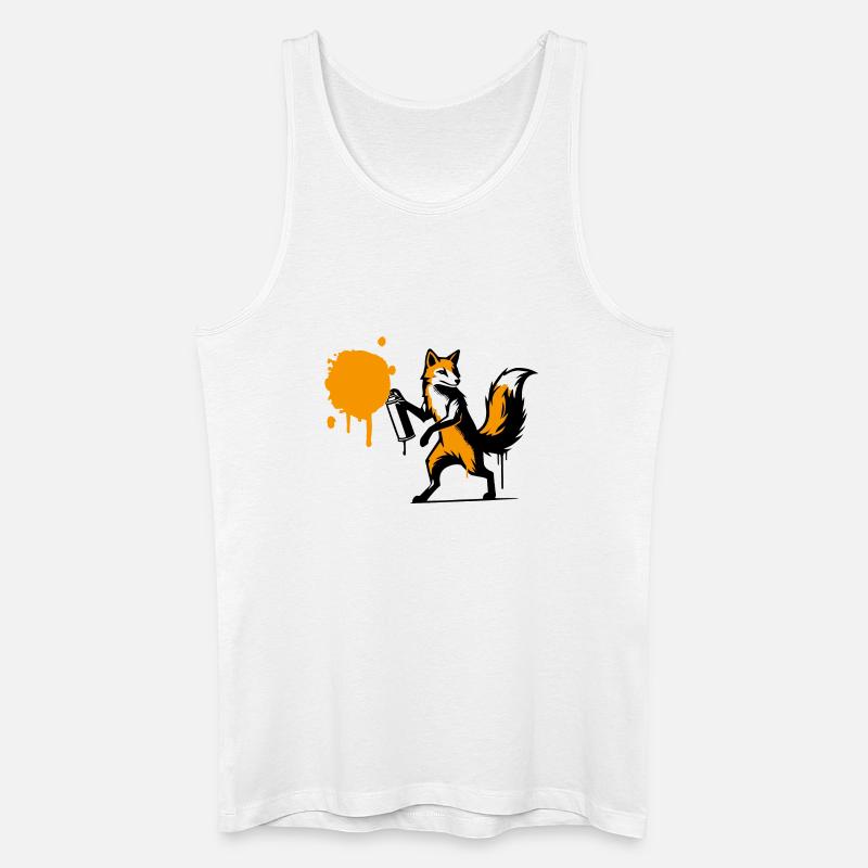 Graffiti-Fuchs im kreativen Stencil-Stil - Männer Bio Tank Top - Weiß