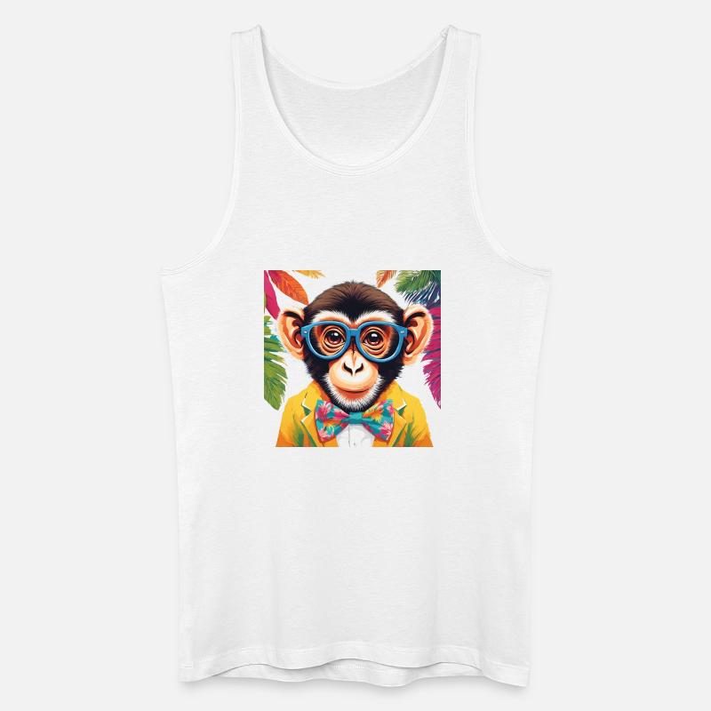 Lebendiger Affe in stilvoller Kleidung - Männer Bio Tank Top - Weiß