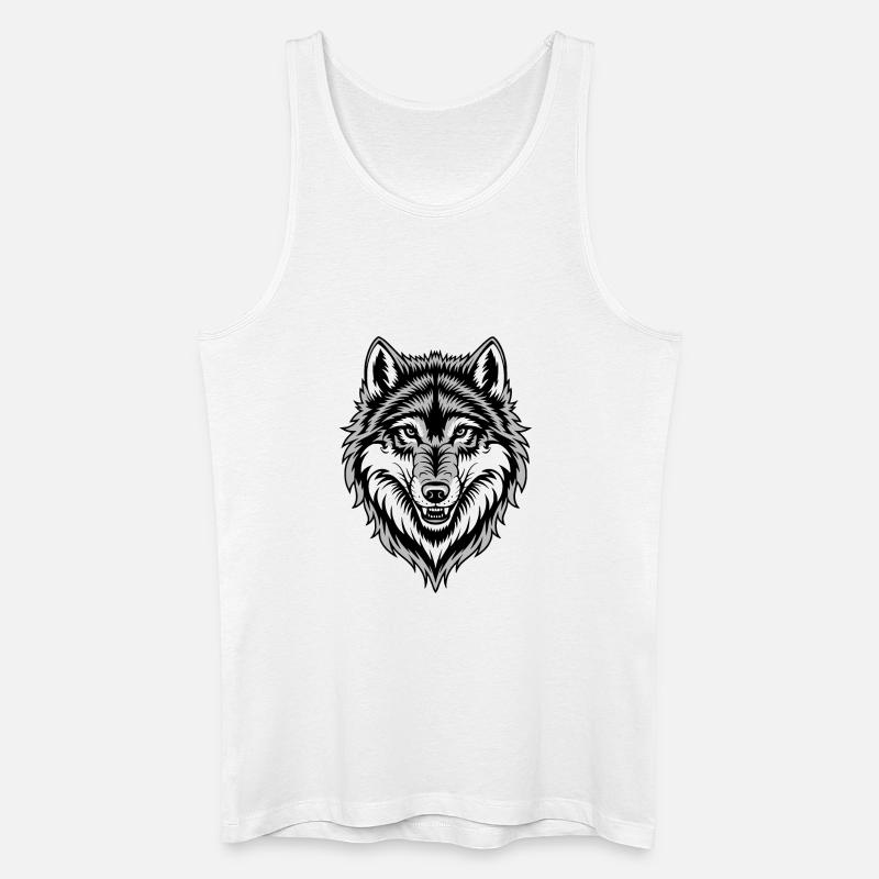Wolf Kostüm blauer Wolfskopf Werwolf und - Männer Bio Tank Top - Weiß