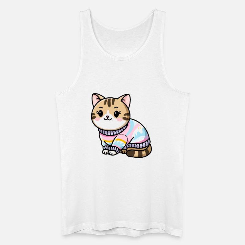 Kuscheliger Pullover Katze - Männer Bio Tank Top - Weiß