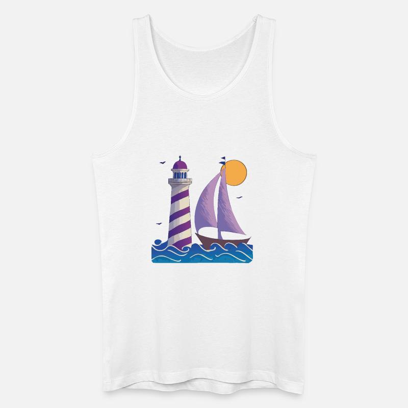 Leuchtturm mit Boot - Männer Bio Tank Top - Weiß