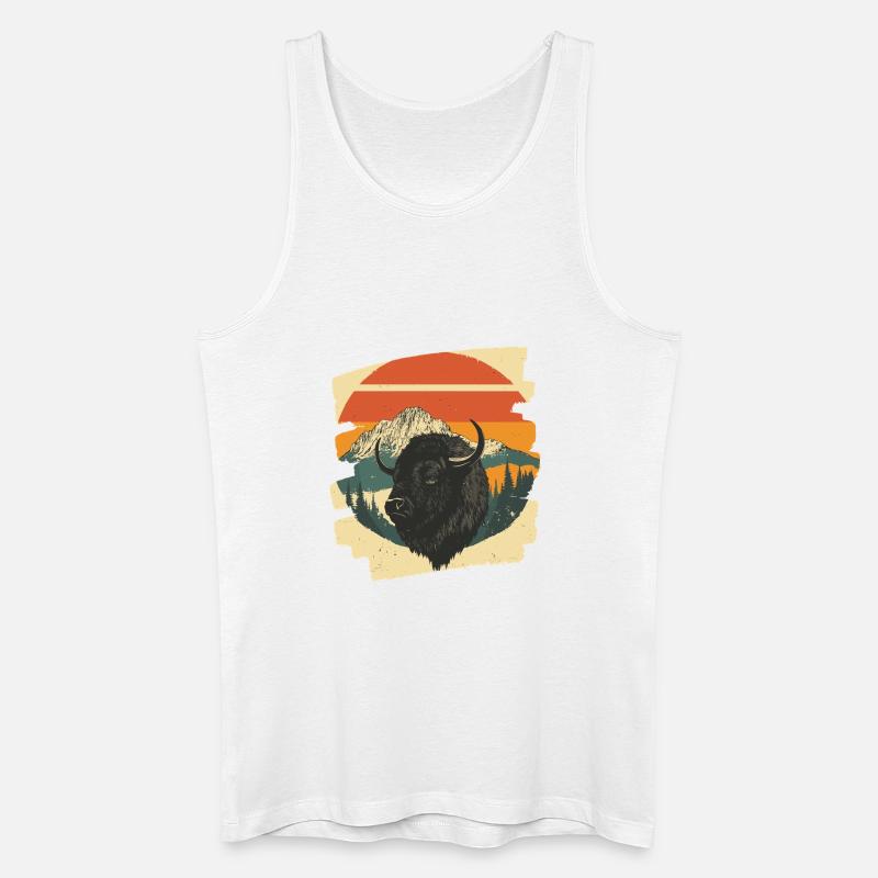 Bison Retro - Männer Bio Tank Top - Weiß
