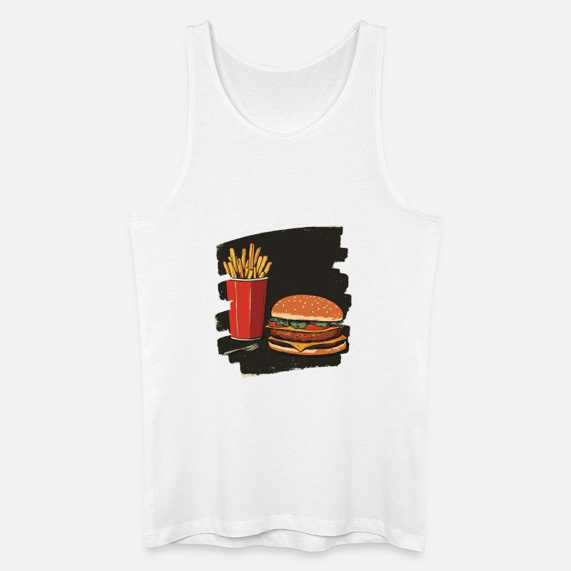 Burger und Fritten Retro - Männer Bio Tank Top - Weiß
