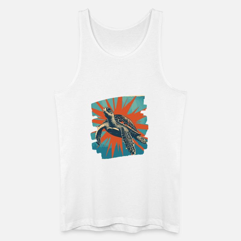Meeresschildkröte Retro - Männer Bio Tank Top - Weiß
