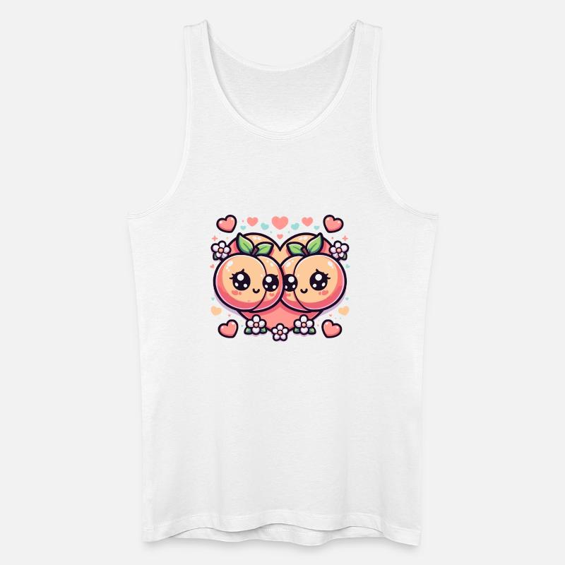 Süßes Pfirsich-Design - Männer Bio Tank Top - Weiß