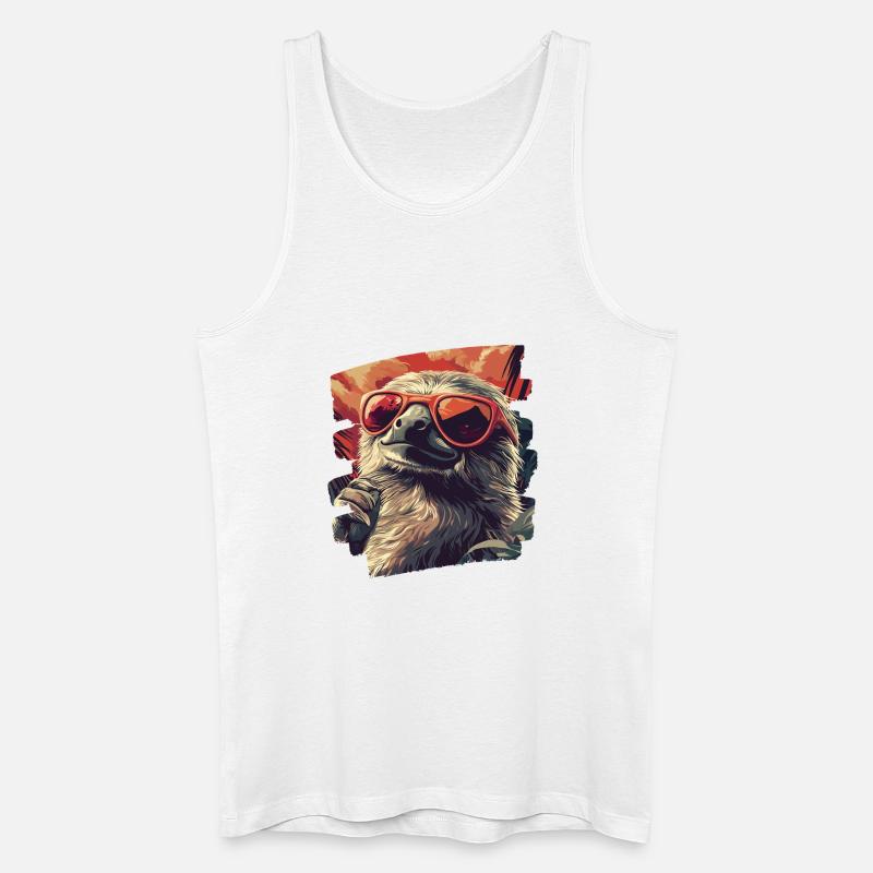 Faultier Retro - Männer Bio Tank Top - Weiß
