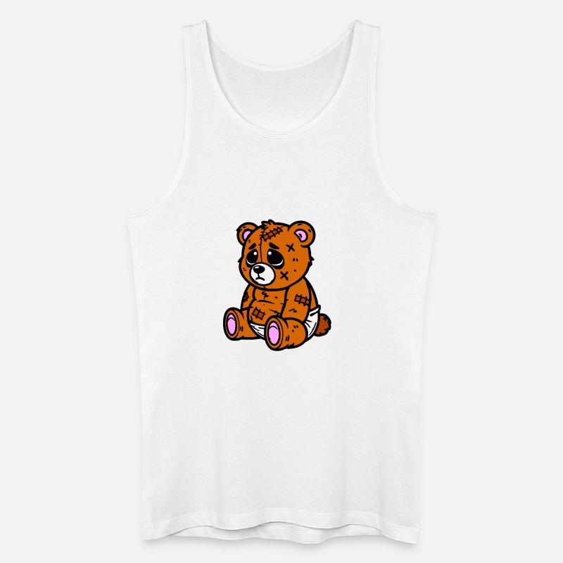 Kleines trauriges Bärchen - Männer Bio Tank Top - Weiß