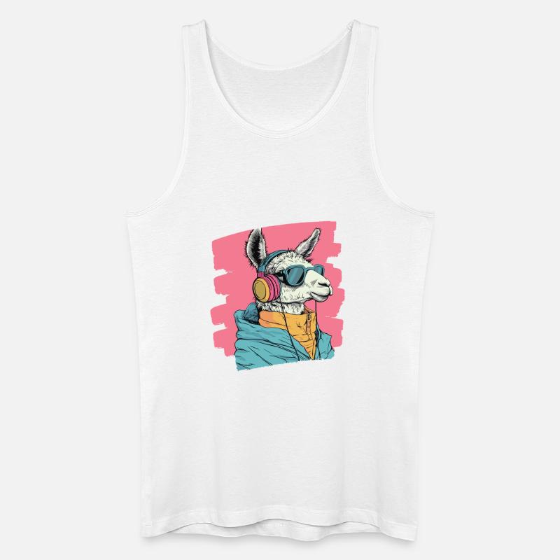 Lama Kopfhörer - Männer Bio Tank Top - Weiß