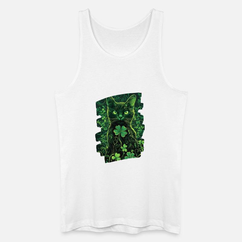St Patricks day Katze - Männer Bio Tank Top - Weiß