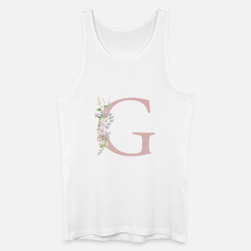 G Monogramm, Floral, personalisierbar - Männer Bio Tank Top - Weiß