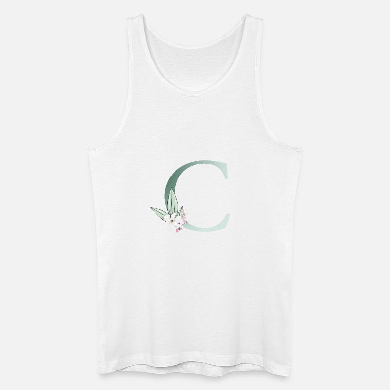 C Monogram, Floral, Customizable - Men’s Organic Tank Top - white