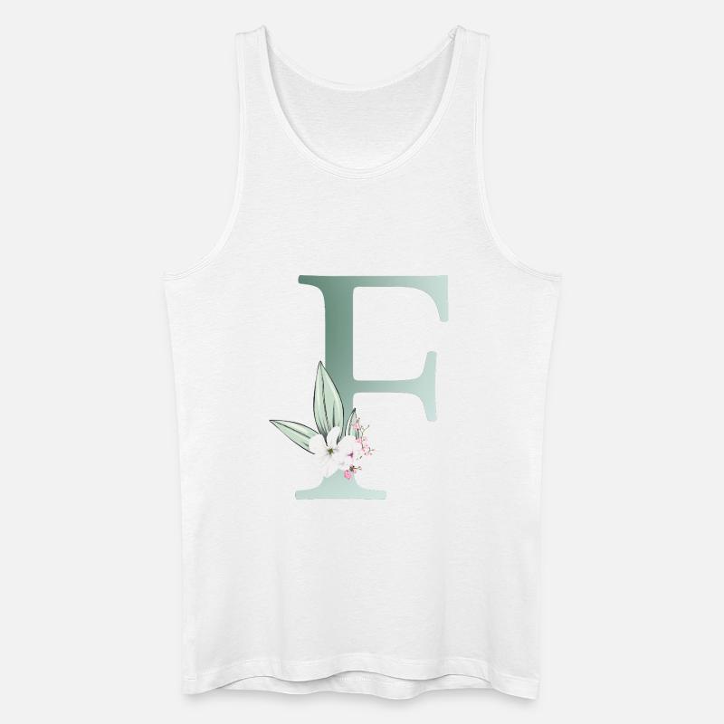 F Monogramm, Floral, personalisierbar - Männer Bio Tank Top - Weiß