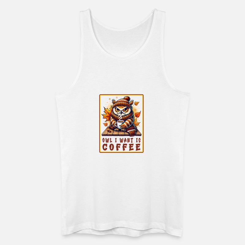 Eulen Kaffee Desgin - Männer Bio Tank Top - Weiß