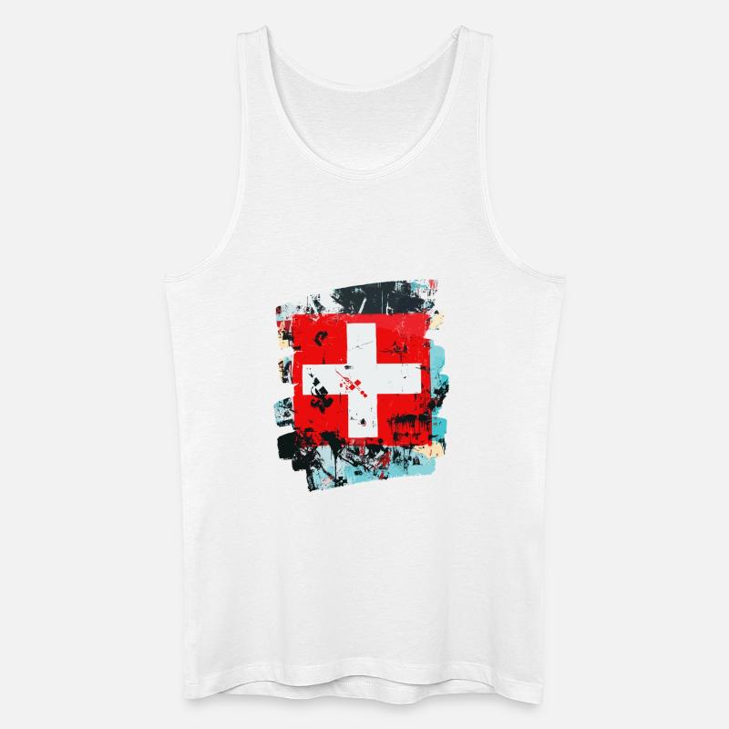 Schweizer Flagge Schweiz - Männer Bio Tank Top - Weiß