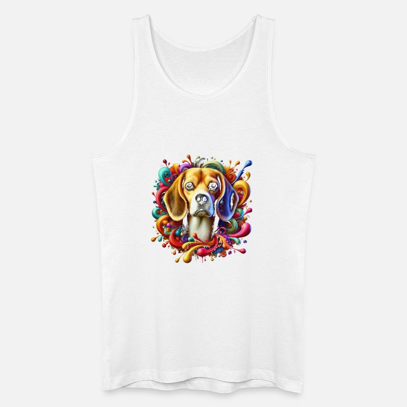 Süßer Beagle mit bunten Farbklecksen - Männer Bio Tank Top - Weiß