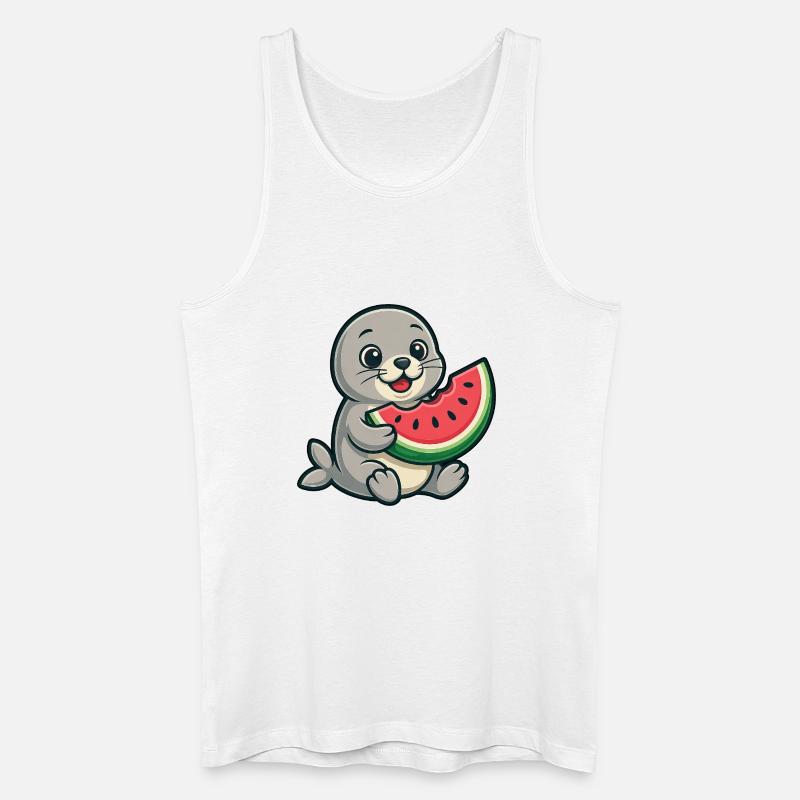Seerobbe Melone Sommerfruchtig - Männer Bio Tank Top - Weiß