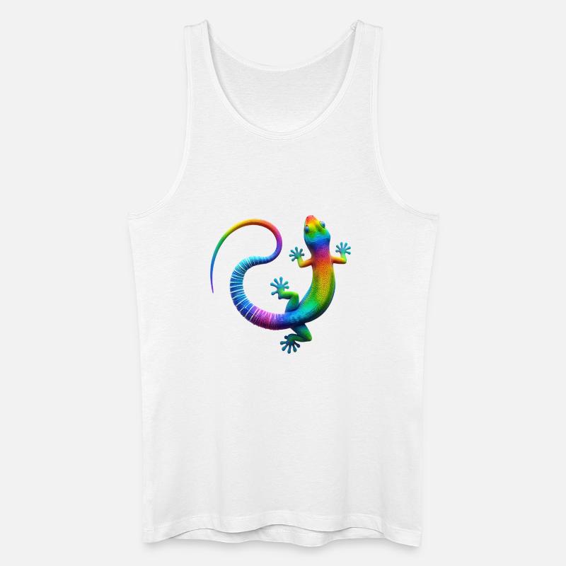 Regenbogen Gecko - Männer Bio Tank Top - Weiß