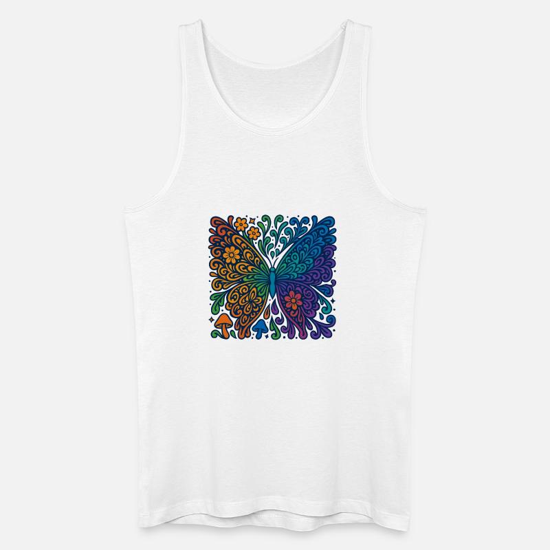 Psychedelischer Regenbogen-Schmetterling - Männer Bio Tank Top - Weiß
