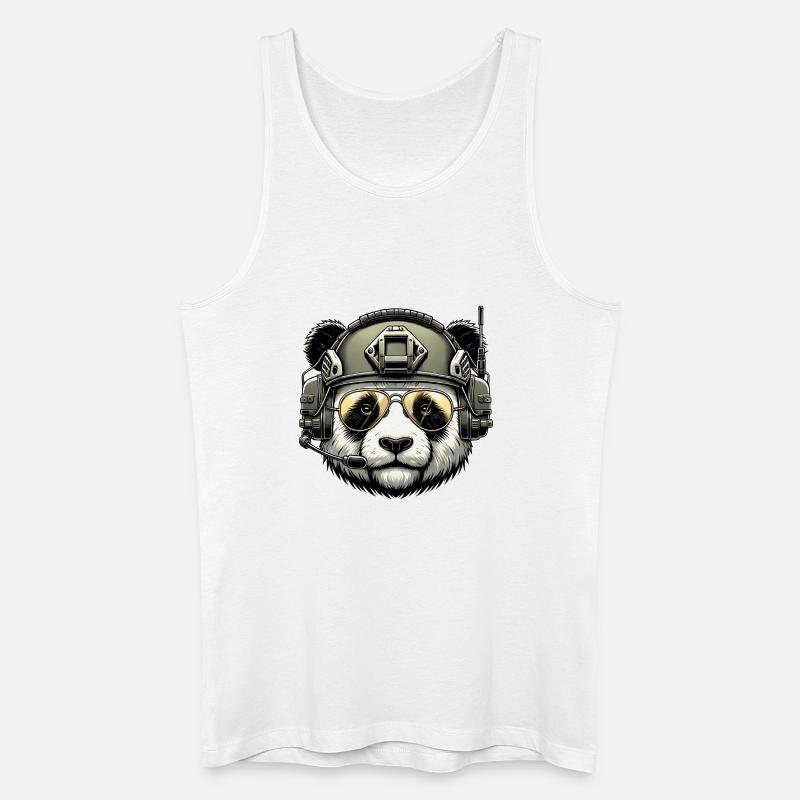 Panda Military Army Design - Débardeur bio Homme - blanc