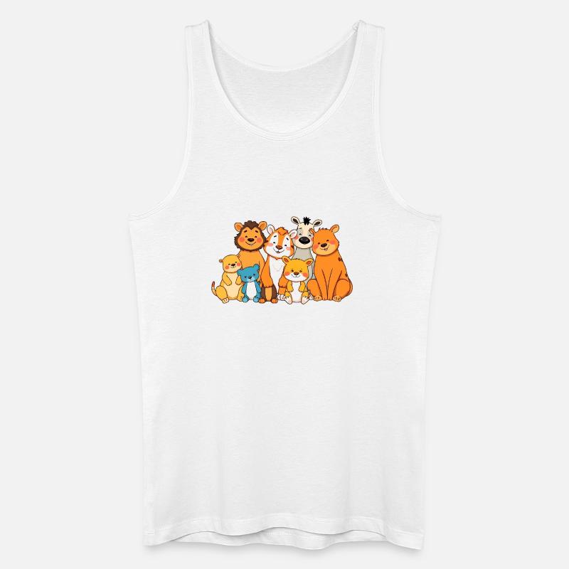 Playful Animal Family Comic Design - Men’s Organic Tank Top - white