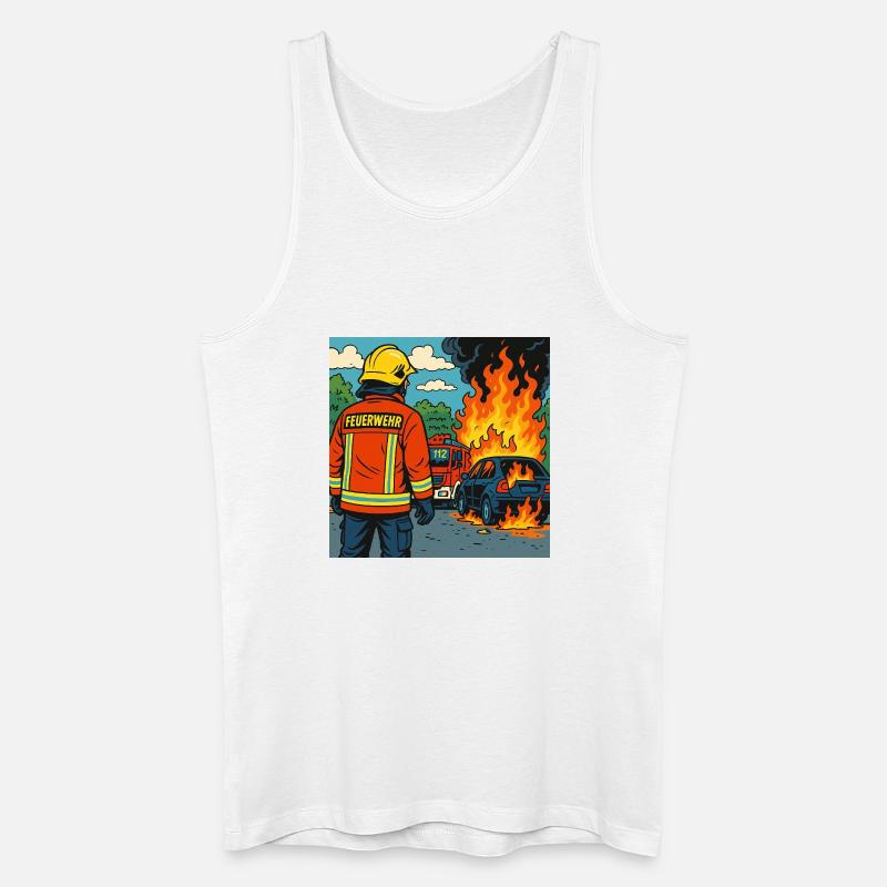 Brandbekämpfer Cartoon Einsatz - Männer Bio Tank Top - Weiß