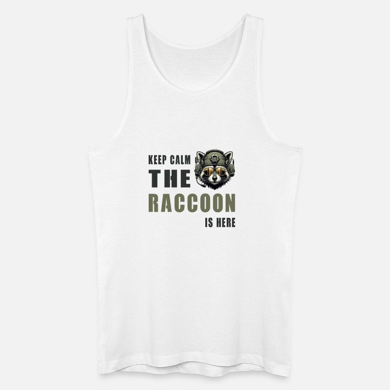 Keep Calm Raccoon Is Here - Männer Bio Tank Top - Weiß