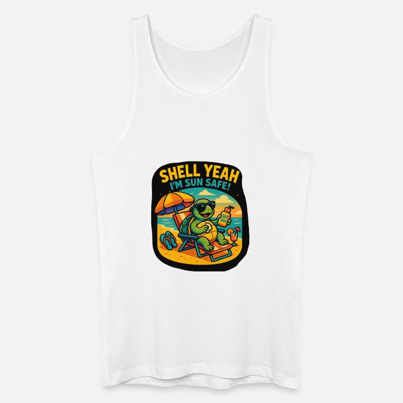 Shell Yeah – Sun Safe Turtle - Männer Bio Tank Top - Weiß