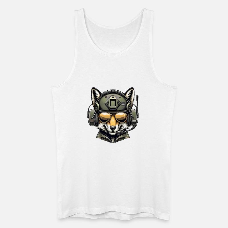 Fuchs Militär Design - Männer Bio Tank Top - Weiß