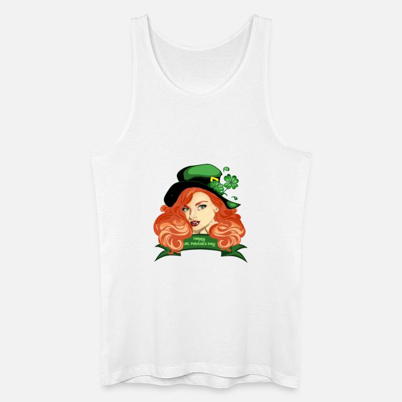 St. Patricks Pinup-Kleeblatthut - Männer Bio Tank Top - Weiß