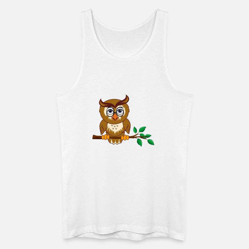 Schlaue Eule auf Ast - Männer Bio Tank Top - Weiß