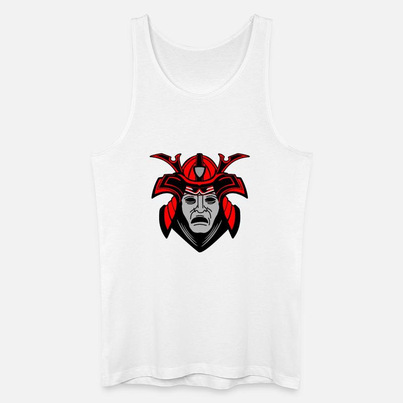 Düsteres Samurai-Gesicht mit Helm - Männer Bio Tank Top - Weiß