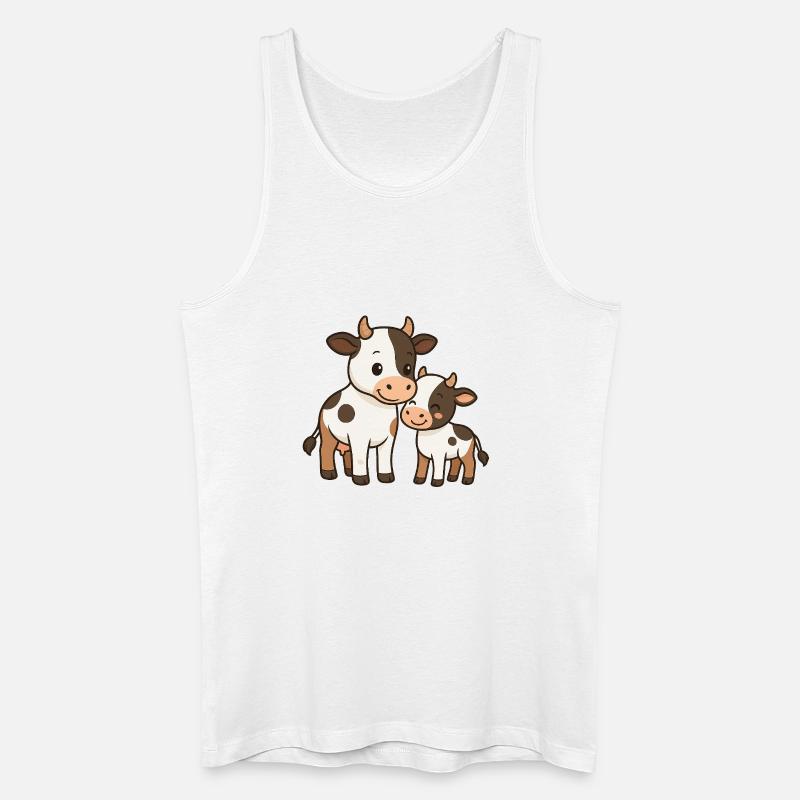 Kuhmutter kuschelt mit ihrem Kalb - Männer Bio Tank Top - Weiß