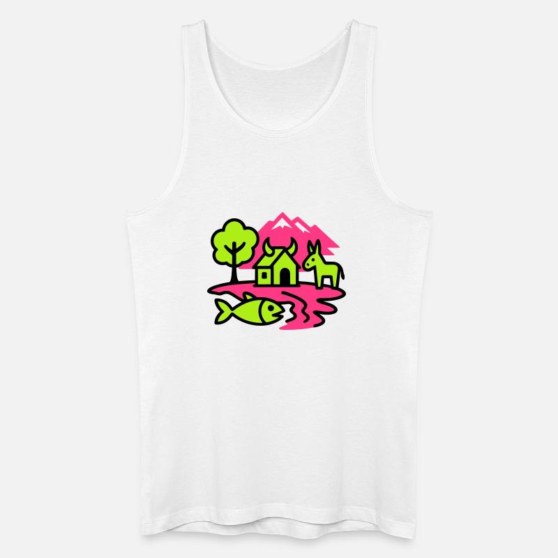 Naive Pop-Art Landschaft - Männer Bio Tank Top - Weiß