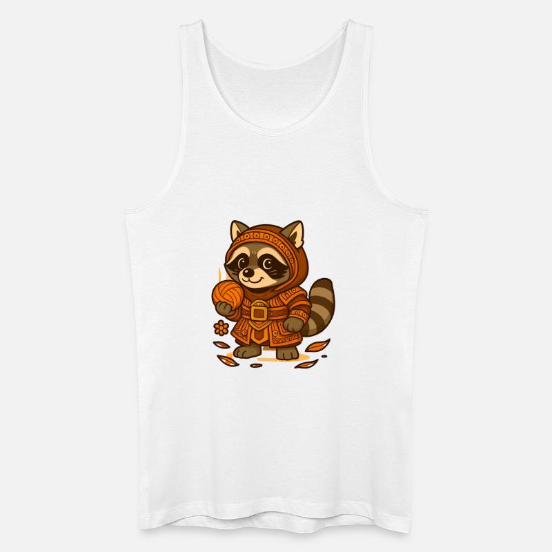 Waschbär Samurai Kawaii - Männer Bio Tank Top - Weiß