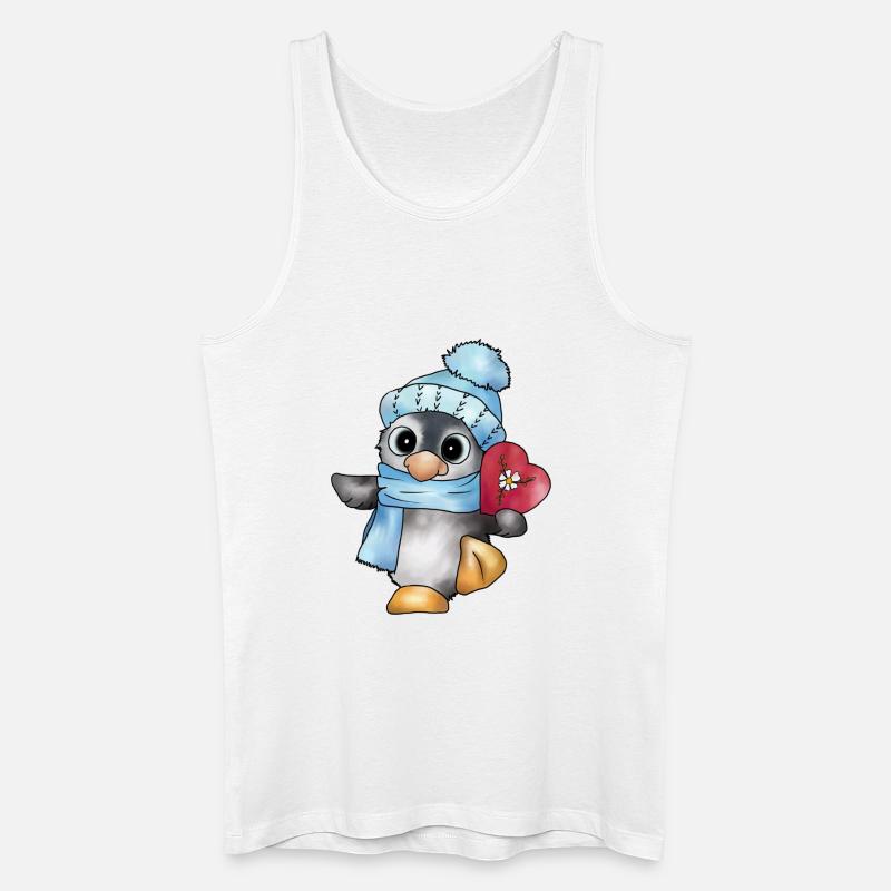 Pinguin mit Herz - Männer Bio Tank Top - Weiß