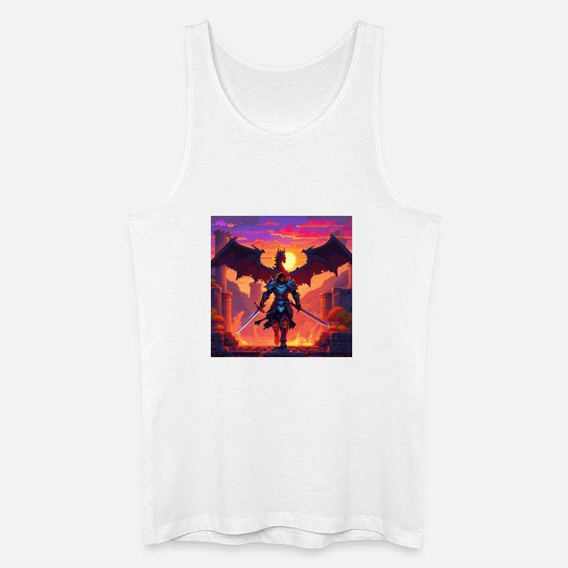 Drachenkrieger im Pixel-Art-Stil - Männer Bio Tank Top - Weiß