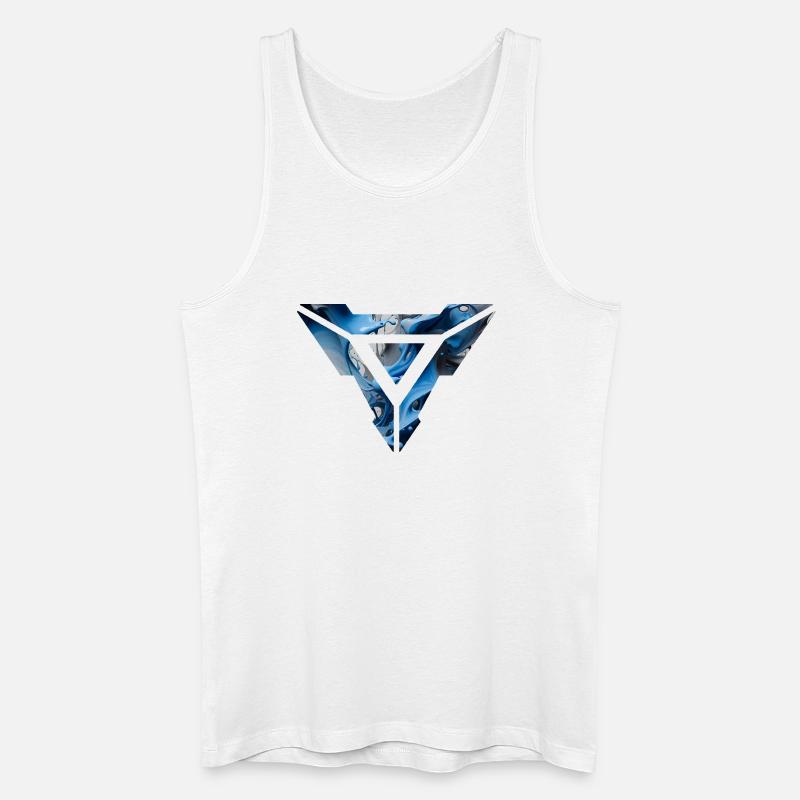 Abstract Blue Fluid Triangular Design - Men’s Organic Tank Top - white