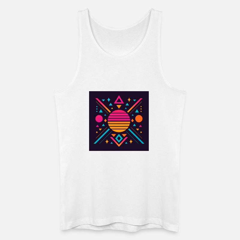 Synthwave geometric pattern - Men’s Organic Tank Top - white